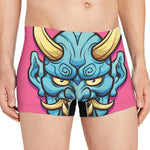 Blue Japanese Demon Print Men's Boxer Briefs