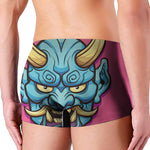 Blue Japanese Demon Print Men's Boxer Briefs