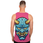 Blue Japanese Demon Print Men's Tank Top