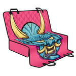 Blue Japanese Demon Print Pet Car Back Seat Cover
