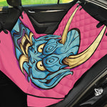 Blue Japanese Demon Print Pet Car Back Seat Cover