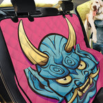 Blue Japanese Demon Print Pet Car Back Seat Cover