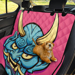 Blue Japanese Demon Print Pet Car Back Seat Cover