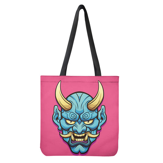 Blue Japanese Demon Print Tote Bag