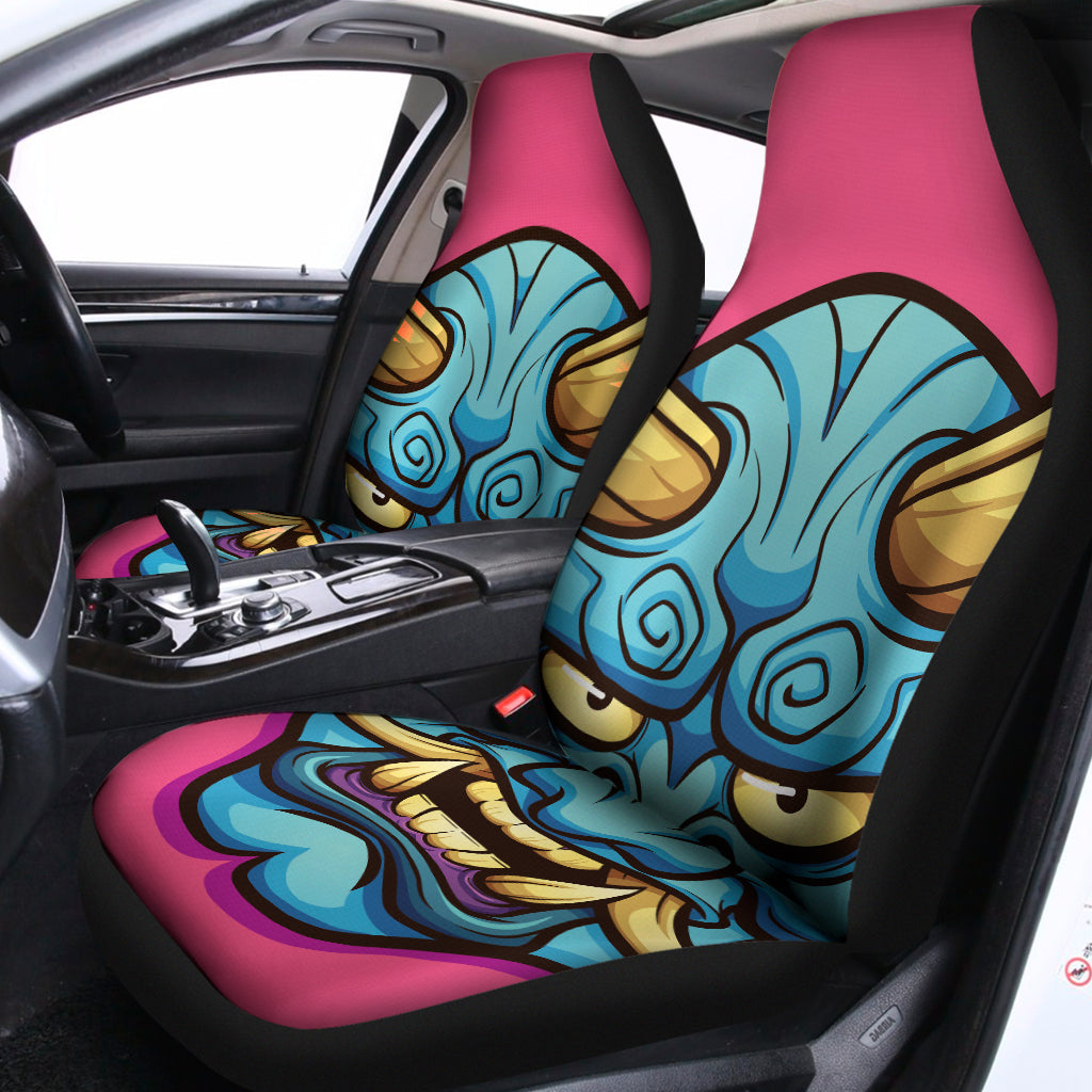 Blue Japanese Demon Print Universal Fit Car Seat Covers