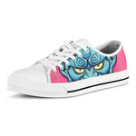 Blue Japanese Demon Print White Low Top Shoes