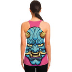 Blue Japanese Demon Print Women's Racerback Tank Top