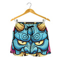 Blue Japanese Demon Print Women's Shorts