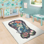 Blue Japanese Dragon Tattoo Print Area Rug