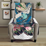 Blue Japanese Dragon Tattoo Print Armchair Protector