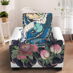 Blue Japanese Dragon Tattoo Print Armchair Slipcover