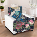 Blue Japanese Dragon Tattoo Print Armchair Slipcover