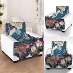 Blue Japanese Dragon Tattoo Print Armchair Slipcover