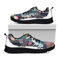 Blue Japanese Dragon Tattoo Print Black Running Shoes