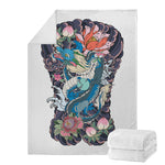 Blue Japanese Dragon Tattoo Print Blanket