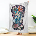 Blue Japanese Dragon Tattoo Print Blanket