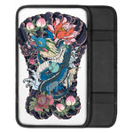 Blue Japanese Dragon Tattoo Print Car Center Console Cover