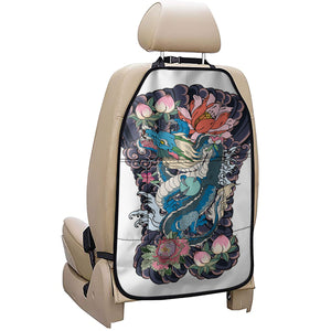 Blue Japanese Dragon Tattoo Print Car Seat Organizers