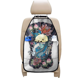 Blue Japanese Dragon Tattoo Print Car Seat Organizers