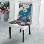 Blue Japanese Dragon Tattoo Print Dining Chair Slipcover