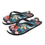 Blue Japanese Dragon Tattoo Print Flip Flops