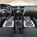 Blue Japanese Dragon Tattoo Print Front and Back Car Floor Mats