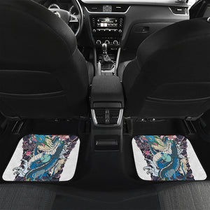 Blue Japanese Dragon Tattoo Print Front and Back Car Floor Mats