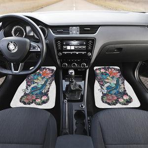 Blue Japanese Dragon Tattoo Print Front Car Floor Mats