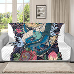 Blue Japanese Dragon Tattoo Print Futon Protector