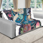 Blue Japanese Dragon Tattoo Print Futon Protector