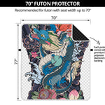 Blue Japanese Dragon Tattoo Print Futon Protector