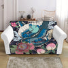 Blue Japanese Dragon Tattoo Print Loveseat Slipcover