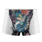 Blue Japanese Dragon Tattoo Print Men's Boxer Briefs