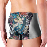 Blue Japanese Dragon Tattoo Print Men's Boxer Briefs