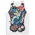 Blue Japanese Dragon Tattoo Print Men's Tank Top