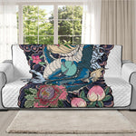 Blue Japanese Dragon Tattoo Print Oversized Sofa Protector