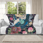 Blue Japanese Dragon Tattoo Print Oversized Sofa Protector