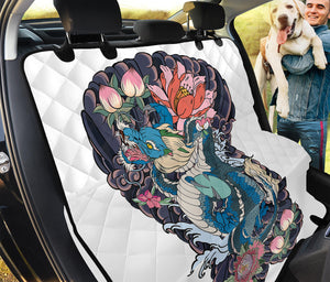 Blue Japanese Dragon Tattoo Print Pet Car Back Seat Cover