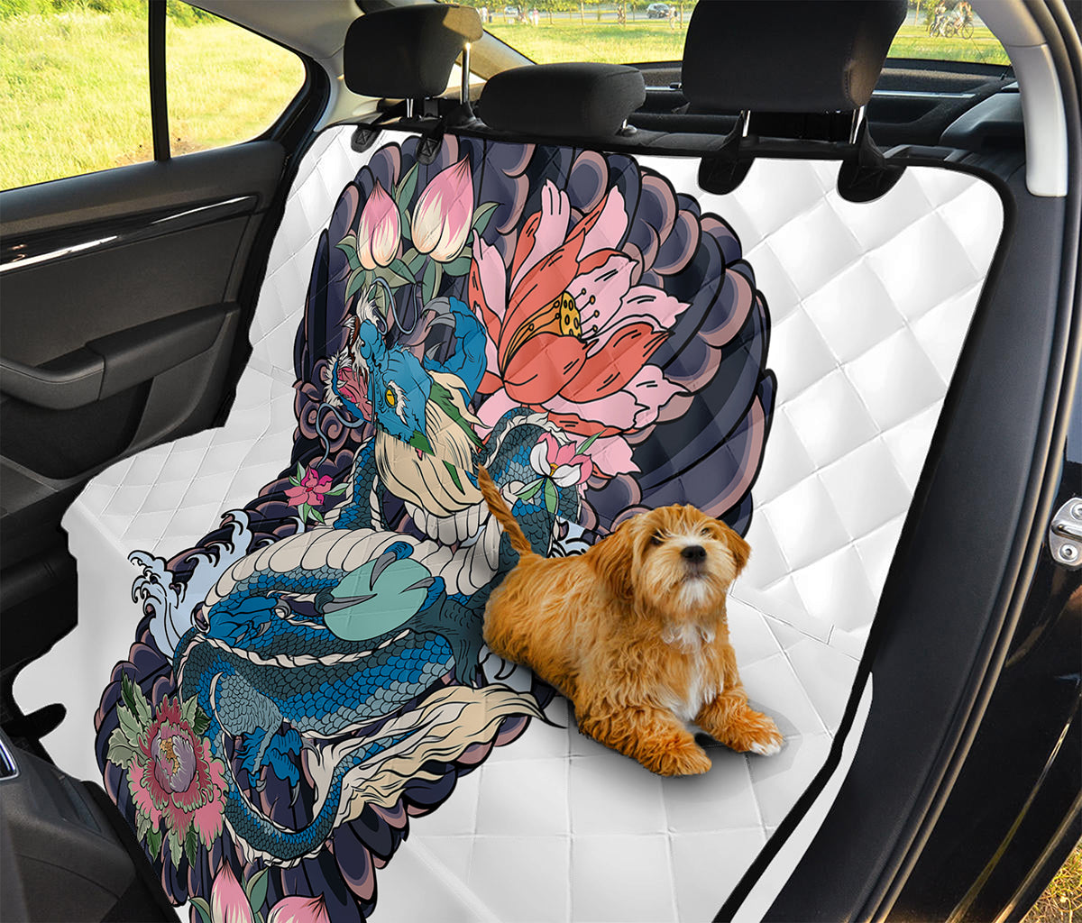 Blue Japanese Dragon Tattoo Print Pet Car Back Seat Cover