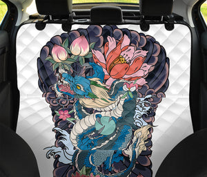 Blue Japanese Dragon Tattoo Print Pet Car Back Seat Cover