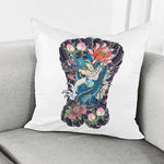 Blue Japanese Dragon Tattoo Print Pillow Cover