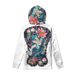 Blue Japanese Dragon Tattoo Print Pullover Hoodie