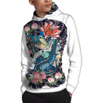 Blue Japanese Dragon Tattoo Print Pullover Hoodie