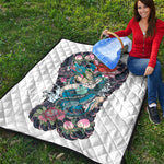 Blue Japanese Dragon Tattoo Print Quilt