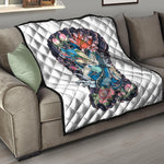 Blue Japanese Dragon Tattoo Print Quilt