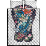 Blue Japanese Dragon Tattoo Print Quilt Bed Set