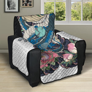 Blue Japanese Dragon Tattoo Print Recliner Protector