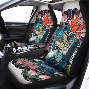 Blue Japanese Dragon Tattoo Print Universal Fit Car Seat Covers