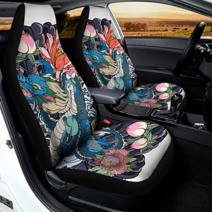 Blue Japanese Dragon Tattoo Print Universal Fit Car Seat Covers