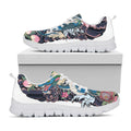 Blue Japanese Dragon Tattoo Print White Running Shoes